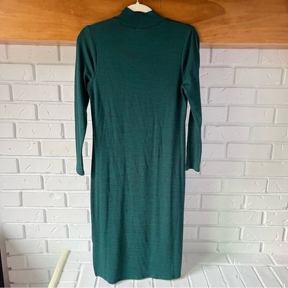 Banana Republic Luxespun Mock-Neck Sweater Dress Side Slit, Green, XSP NWT - Picture 5 of 13